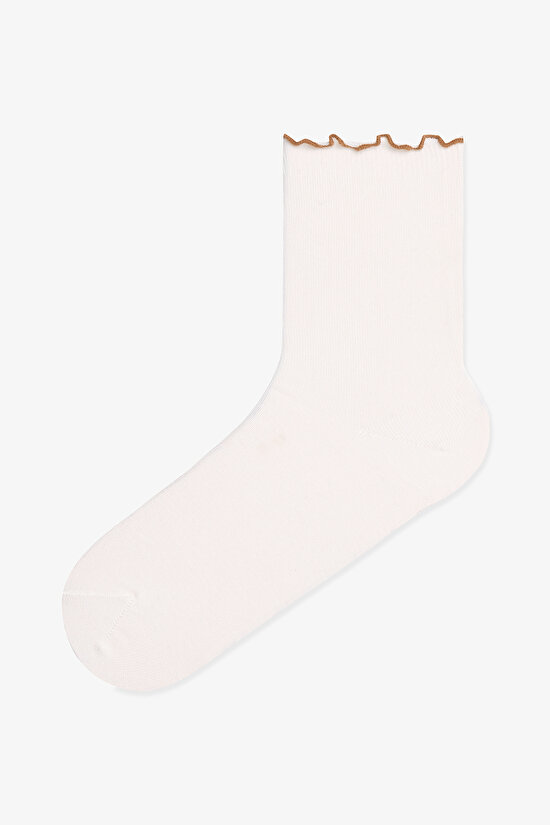 2 Çift Pamuklu Ayı Nakışlı Fırfırlı Soket Çorap - 3