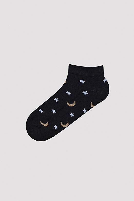 Horoscope Siyah-Gri 3lü Patik Çorap - 2