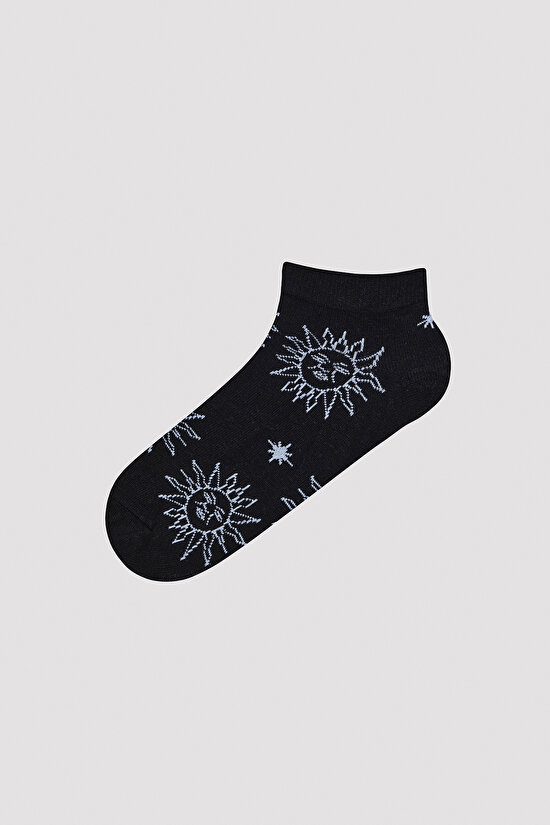 Horoscope Siyah-Gri 3lü Patik Çorap - 3