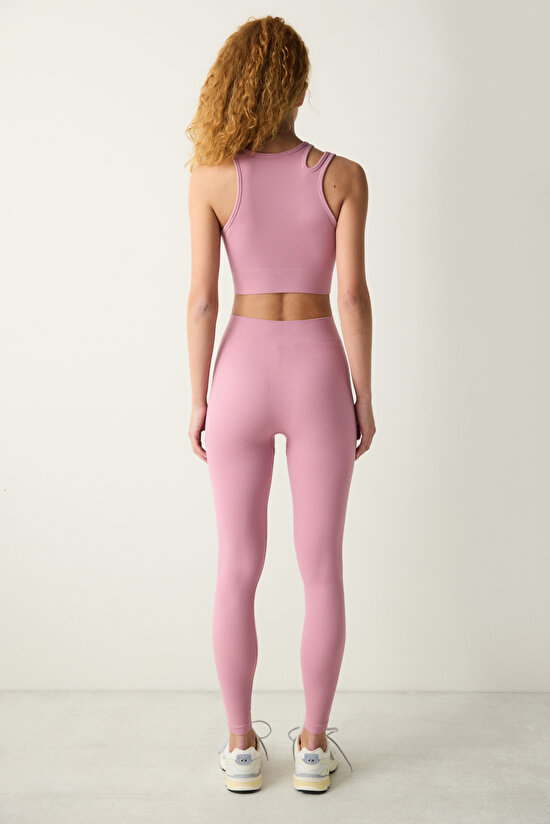 Pembe Dikişsiz Seamless Asimetrik Üst - 3