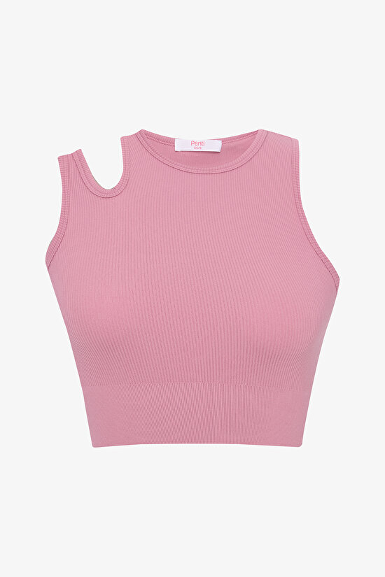 Pembe Dikişsiz Seamless Asimetrik Üst - 12