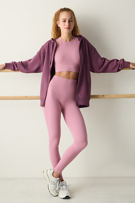 Pembe Dikişsiz Seamless Asimetrik Üst - 6