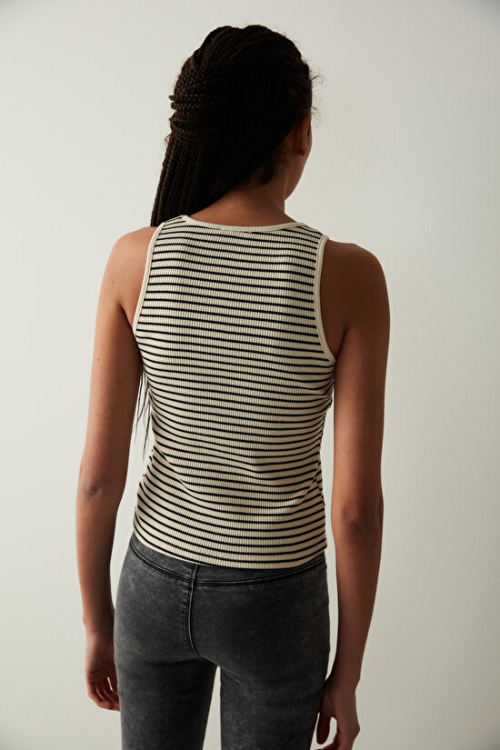 STRIPE DETAILED TANK BLACK, L, MIX MIX - 4