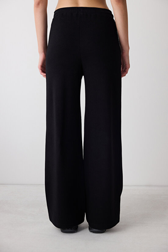 Siyah Yüksek Bel Geniş Paça Piero Pantolon - Saude Koleksiyonu  - 3