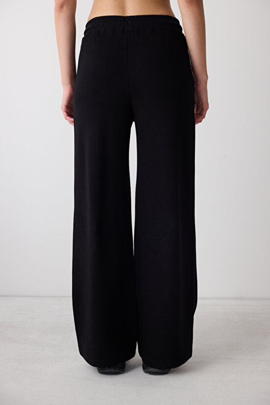Siyah Yüksek Bel Geniş Paça Piero Pantolon - Saude Koleksiyonu  - 4