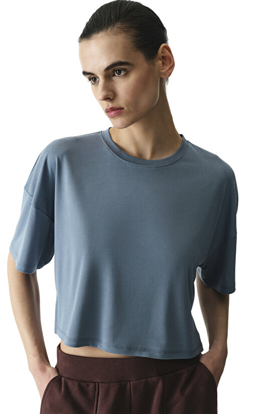 Mavi Bisiklet Yaka Modal Tişört - 3