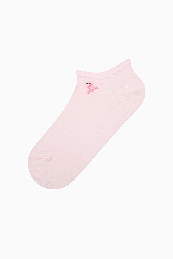 3 Çift Pamuklu Mini Flamingo Desenli Burun Dikişsiz Patik Çorap - 3