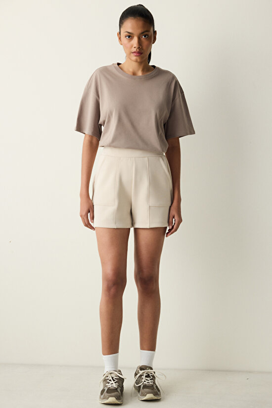 Pocket Detailed Light Beige Short - 4