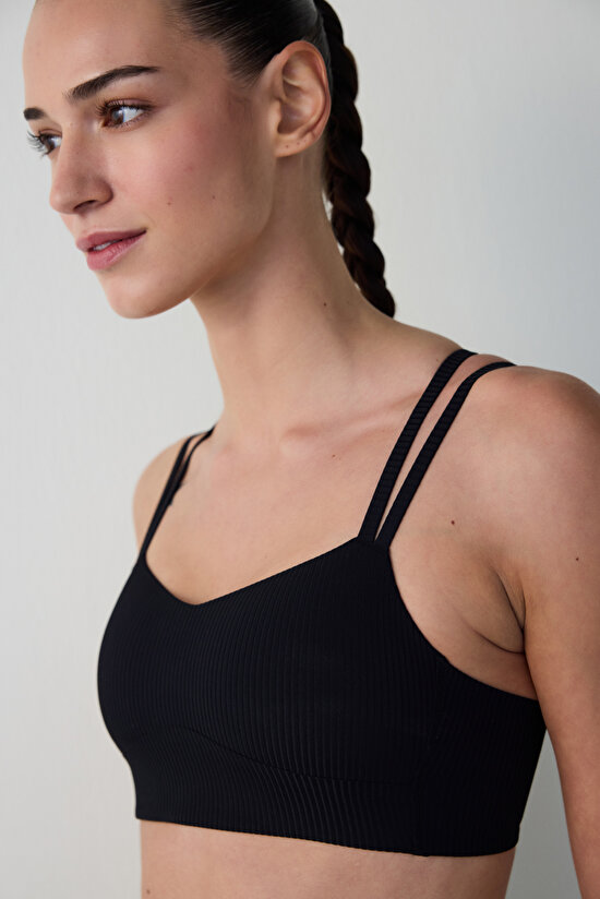 Siyah Hafif Destek Çapraz Askılı Spor Sütyeni Siyah Hafif Destek Çapraz Askılı Spor Sütyeni - 3