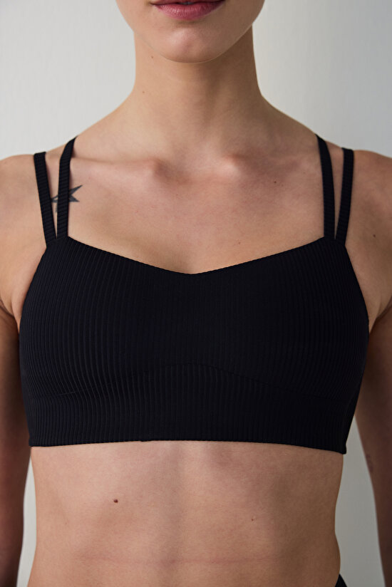 Siyah Hafif Destek Çapraz Askılı Spor Sütyeni Siyah Hafif Destek Çapraz Askılı Spor Sütyeni - 4