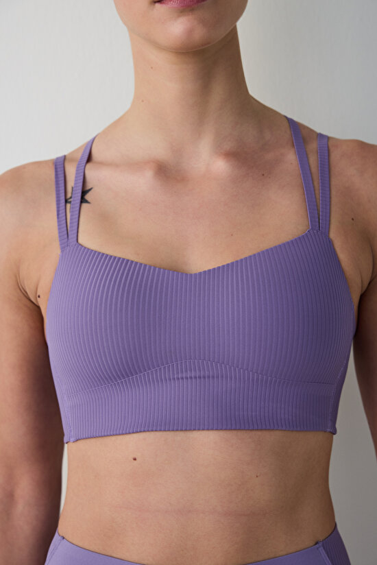 Lila Mor Hafif Destek Çapraz Askılı Spor Sütyeni Lila Mor Hafif Destek Çapraz Askılı Spor Sütyeni - 4