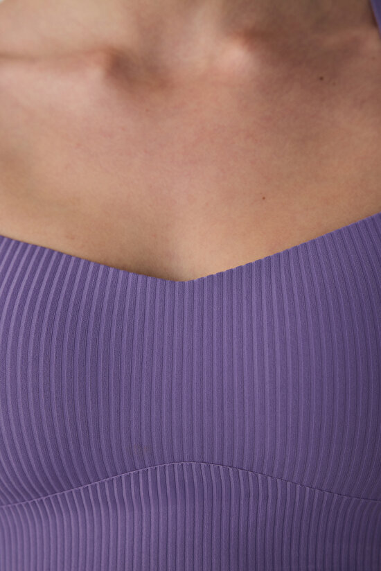 Lila Mor Hafif Destek Çapraz Askılı Spor Sütyeni Lila Mor Hafif Destek Çapraz Askılı Spor Sütyeni - 5