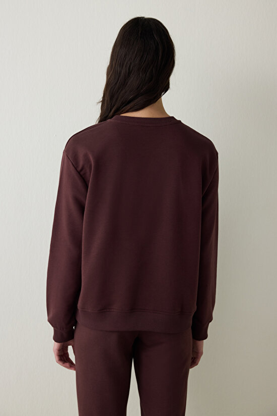 Brown Crew Neck Oversize Sports Sweatshirt - 5