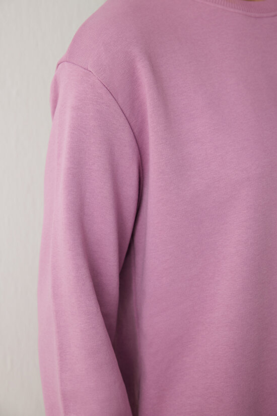 Lila Bisiklet Yaka Oversize Spor Sweatshirt - 6