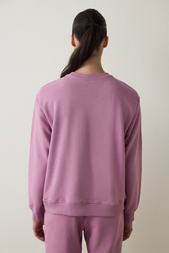 Lila Bisiklet Yaka Oversize Spor Sweatshirt - 7