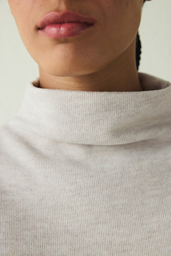 Beige Melange Crew Neck Oversize Sleeveless Top - 6