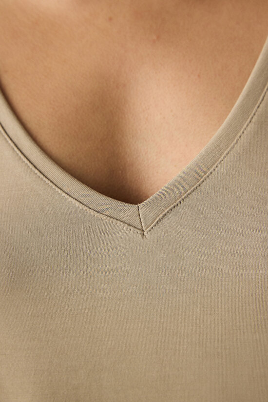 Vizon V Yaka Regular Fit Modal Tişört - 3