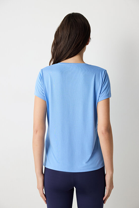 Koyu Mavi V Yaka Regular Fit Modal Tişört - 3