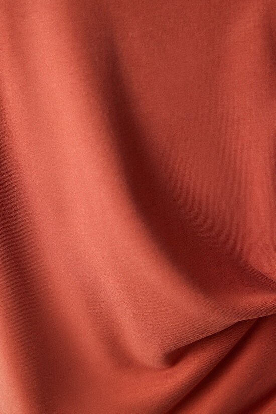 Kiremit V Yaka Regular Fit Modal Tişört - 5