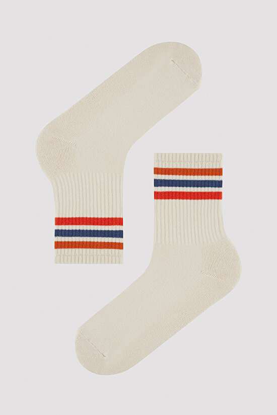 Erkek Mavi Beyaz Çizgili 2li Soket Çorap - 3