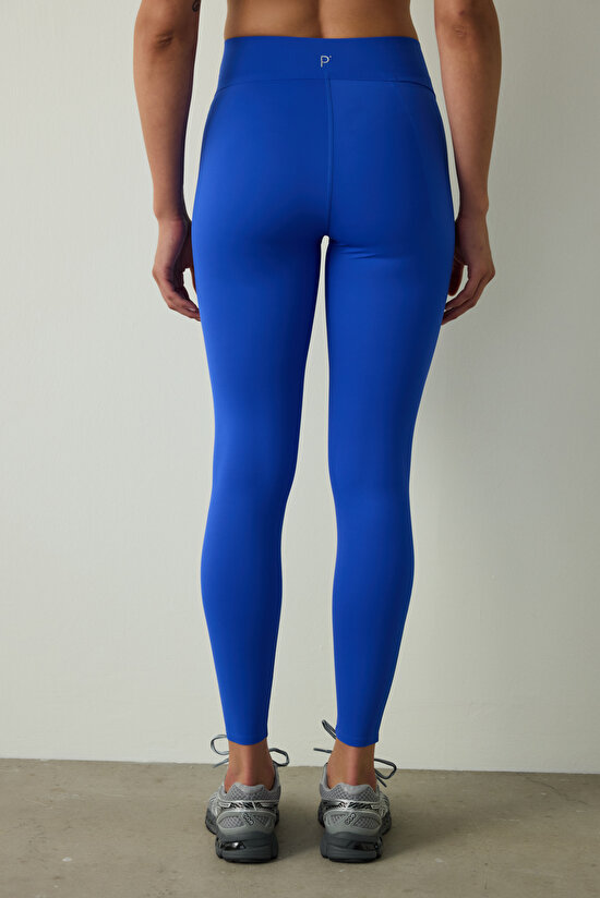 Navy Blue Medium Support Pocketed High Waist Leggings - 5