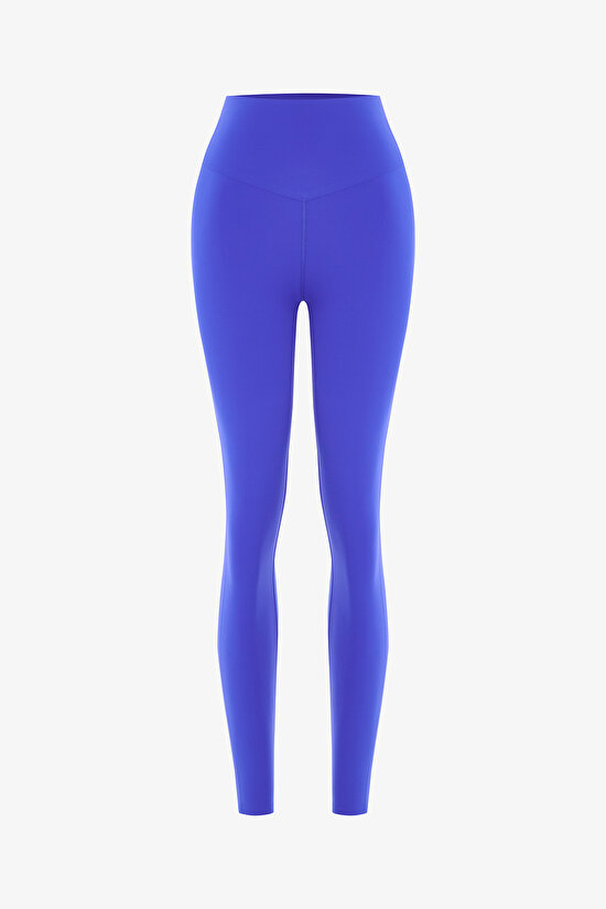 Navy Blue Medium Support Pocketed High Waist Leggings - 8