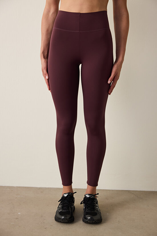 Burgundy High Support V-Cut Shaping High Waist Form Leggings Burgundy High Support V-Cut Shaping High Waist Form Leggings - 3
