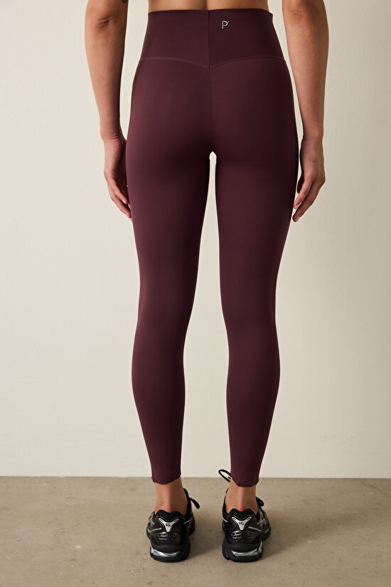 Burgundy High Support V-Cut Shaping High Waist Form Leggings Burgundy High Support V-Cut Shaping High Waist Form Leggings - 4
