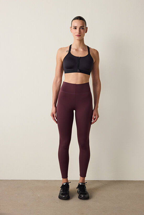 Burgundy High Support V-Cut Shaping High Waist Form Leggings Burgundy High Support V-Cut Shaping High Waist Form Leggings - 5