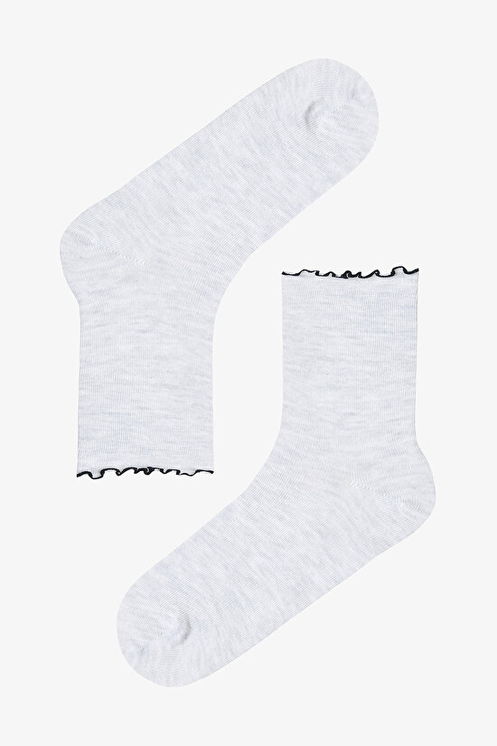 Siyah Gri Beyaz Frill Panda  2li Soket Çorap - 3