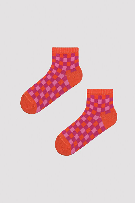 Renkli Dama 2li Soket Çorap - 3