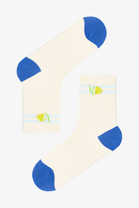 2 Pairs of Organic Cotton Floral Patterned Socket Socks - 3