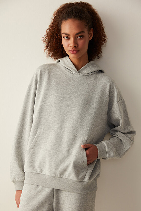 Overisize Active Grey Melange Sweatshirt - 1