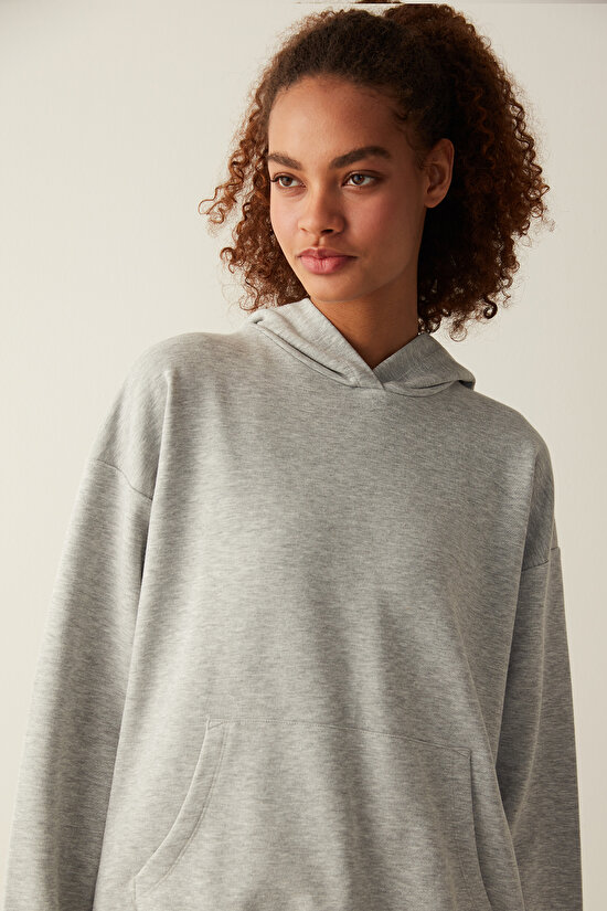 Overisize Active Grey Melange Sweatshirt - 3