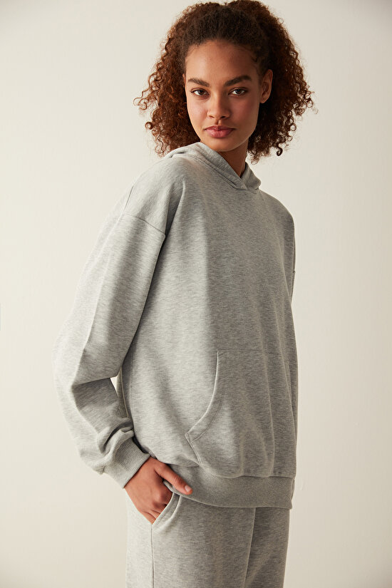Overisize Active Grey Melange Sweatshirt - 5
