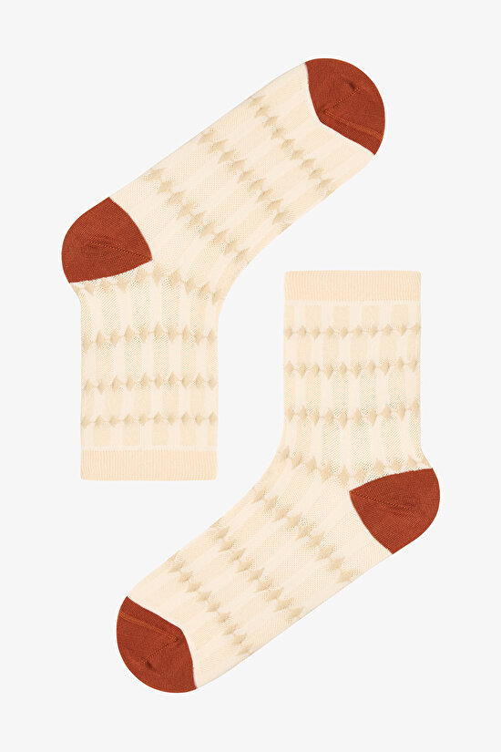 2 Çift Pamuklu Kendinden Pop Desenli Soket Çorap - 2