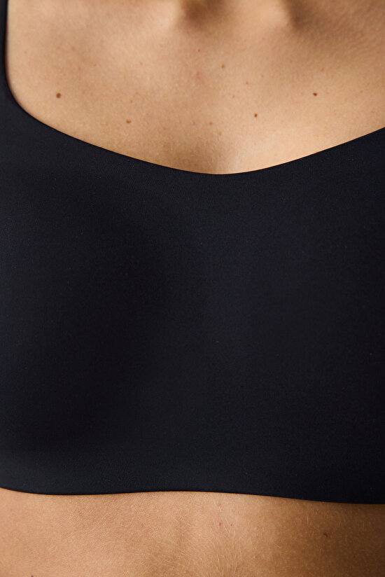 Siyah Yüksek Destek Sırt Detaylı Spor Sütyeni - 5