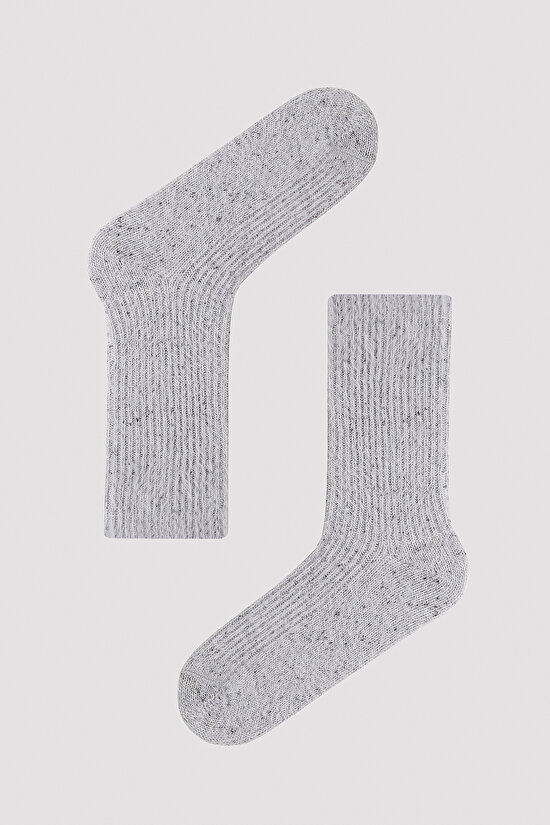 Puffy Nope Gri Soket Çorap - 1
