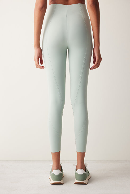 Açık Yeşil Yüksek Bel Bilek Boy Bonding Tayt - 6
