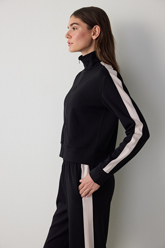 Siyah Silky Feel Dik Yaka Spor Ceket - 6