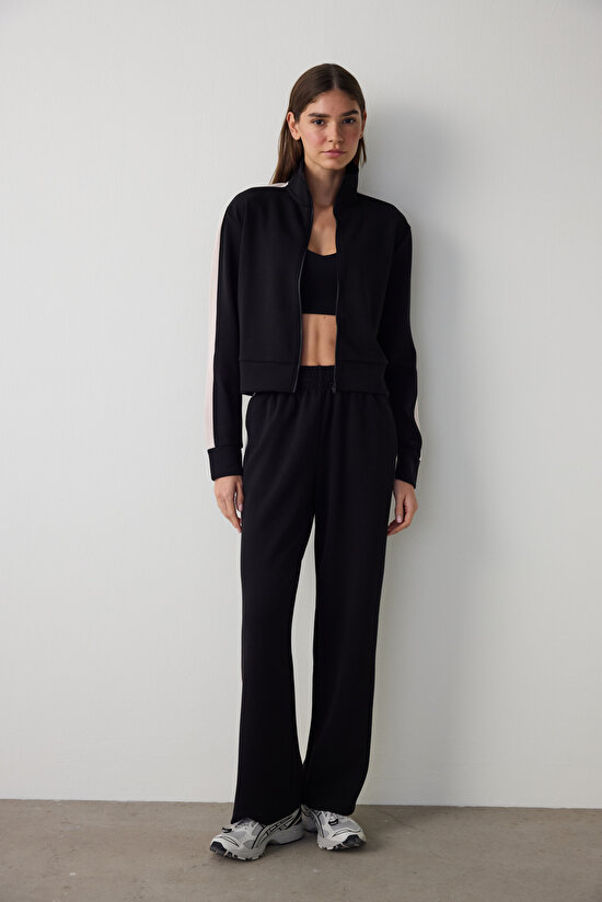 Siyah Silky Feel Dik Yaka Spor Ceket - 7