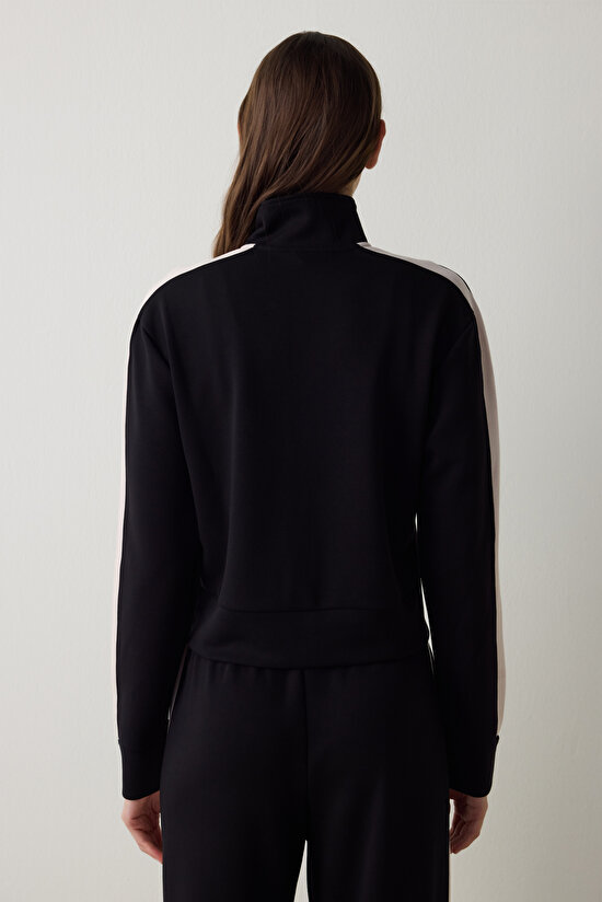 Siyah Silky Feel Dik Yaka Spor Ceket - 8