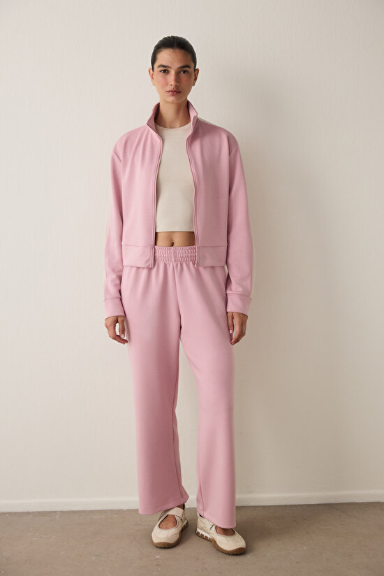 Lila Silky Feel Dik Yaka Fermuarlı Spor Ceket - 7