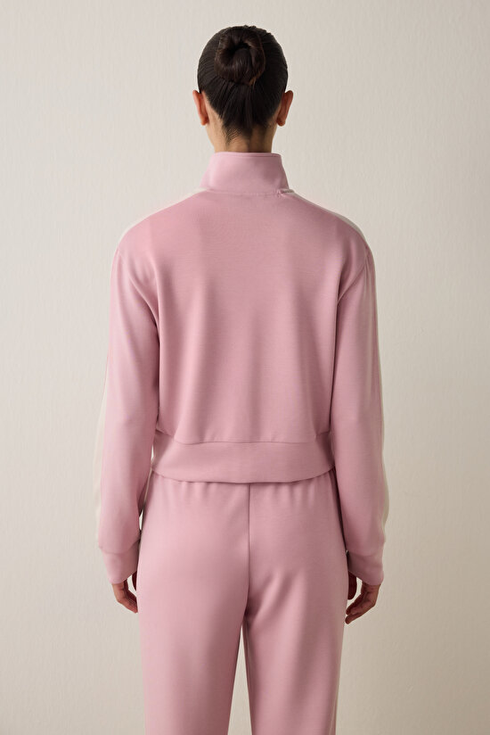 Lila Silky Feel Dik Yaka Fermuarlı Spor Ceket - 9