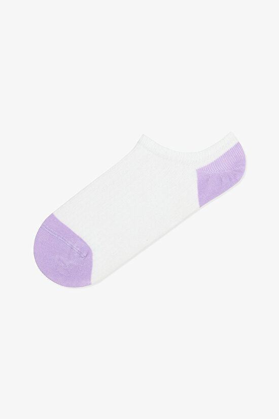 3 Çift Pamuklu  Mor Çizgili Fitilli Burun Dikişsiz Sneaker Çorap - 3