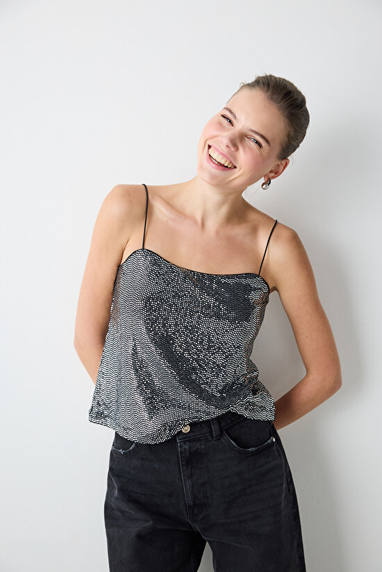 Shiny Silver Color Cami - 5
