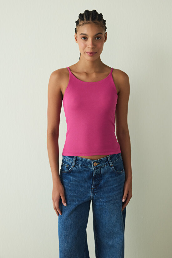 Fuchsia Halter Neck Covered Crop Bustier - 4