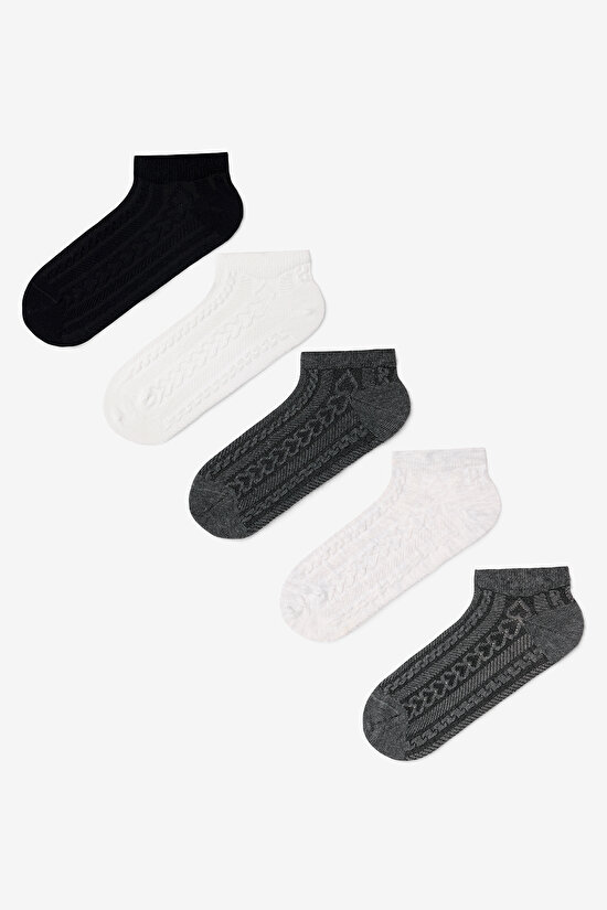 5 Pairs of Heart Patterned Liner Socks - 1