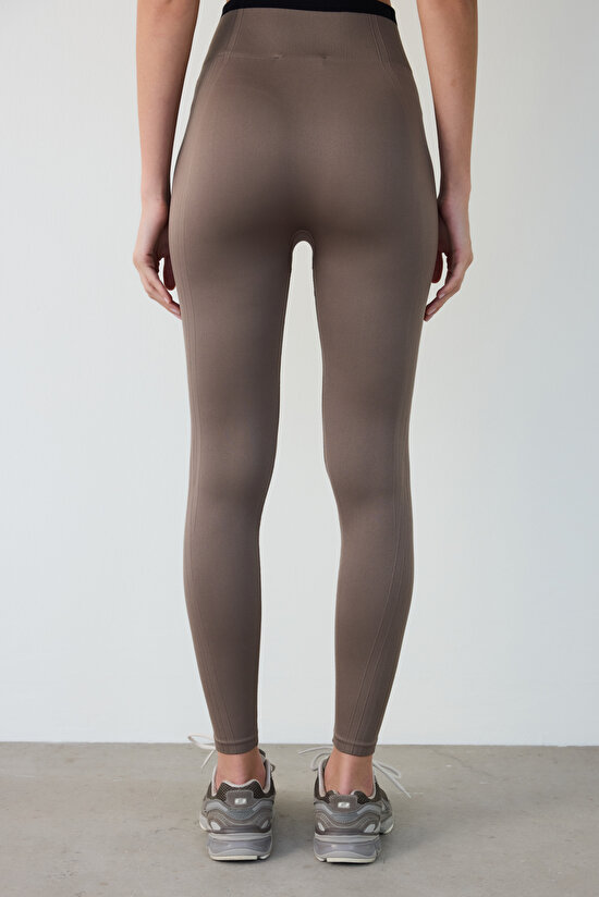 Khaki Seamless High Waist Leggings - 5