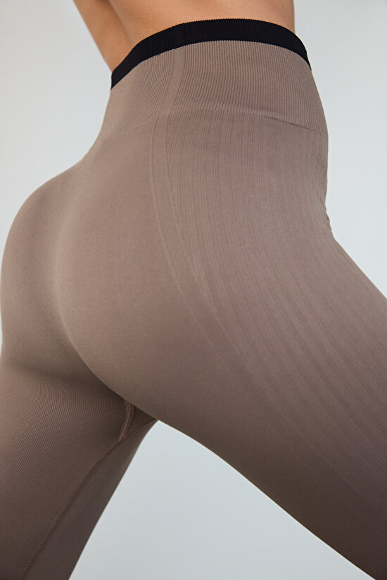 Khaki Seamless High Waist Leggings - 6